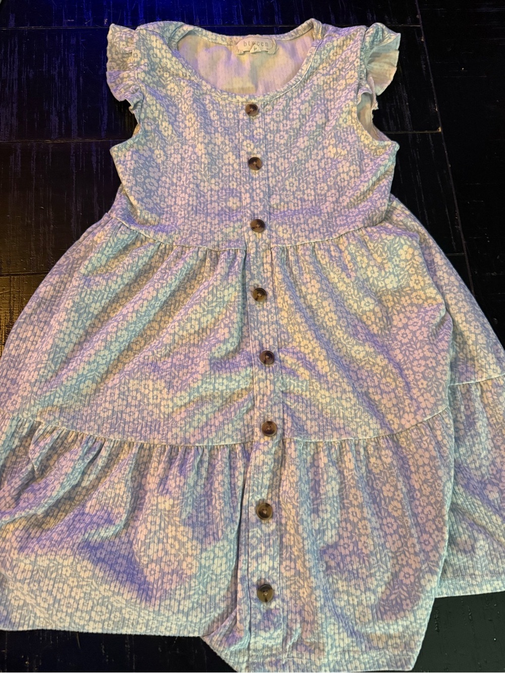Btween Girls' Blue Floral Button-Front Dress size 7